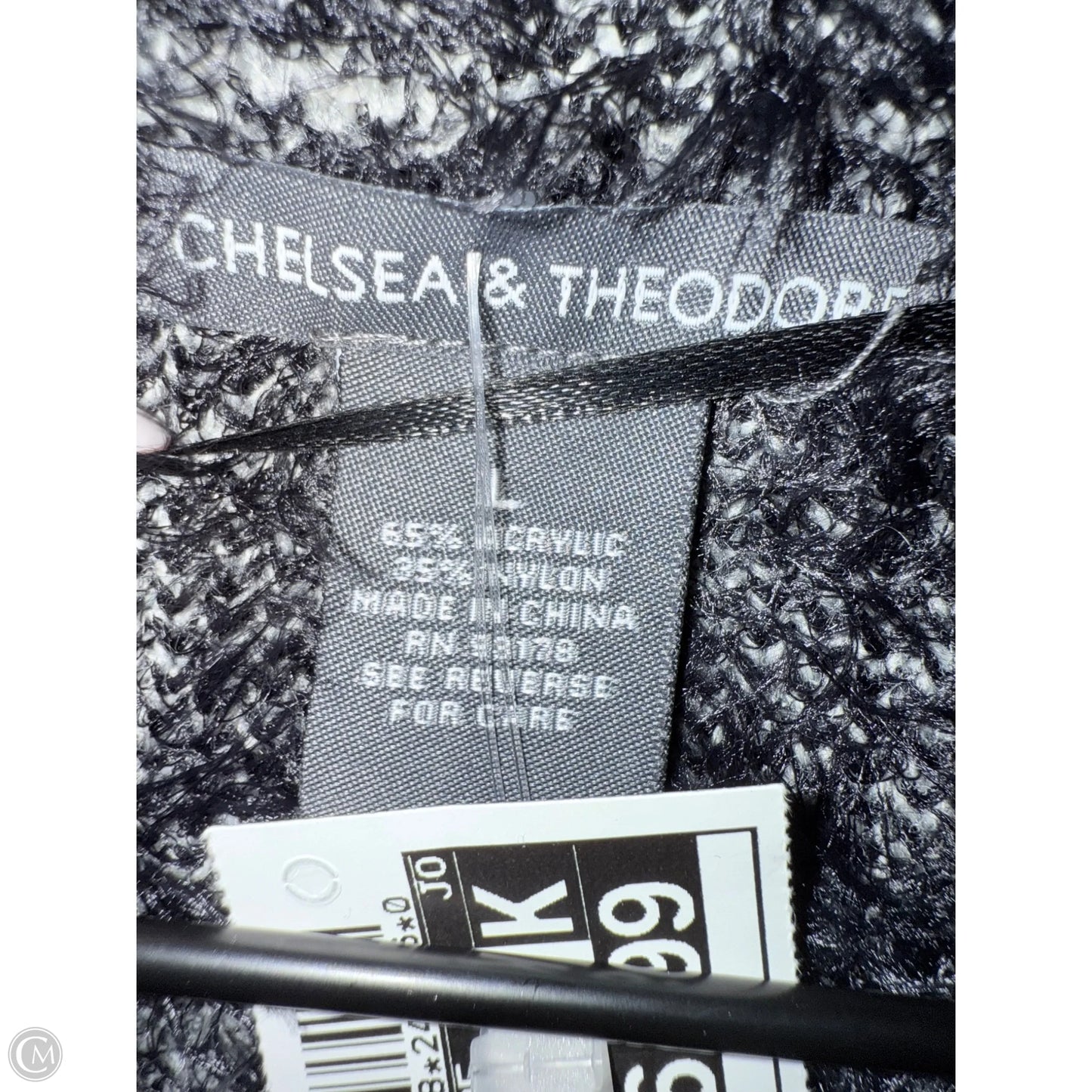Sweater Cardigan By Chelsea And Theodore In Black & Grey, Size: L