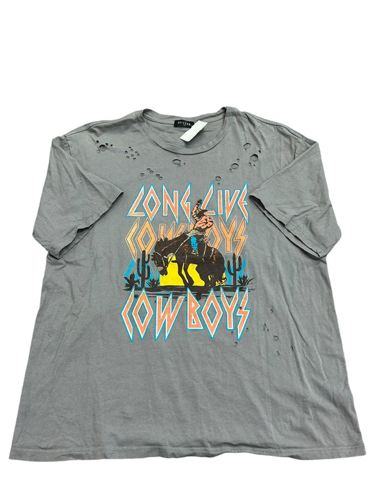 Top Short Sleeve By Cmc In Grey, Size: L