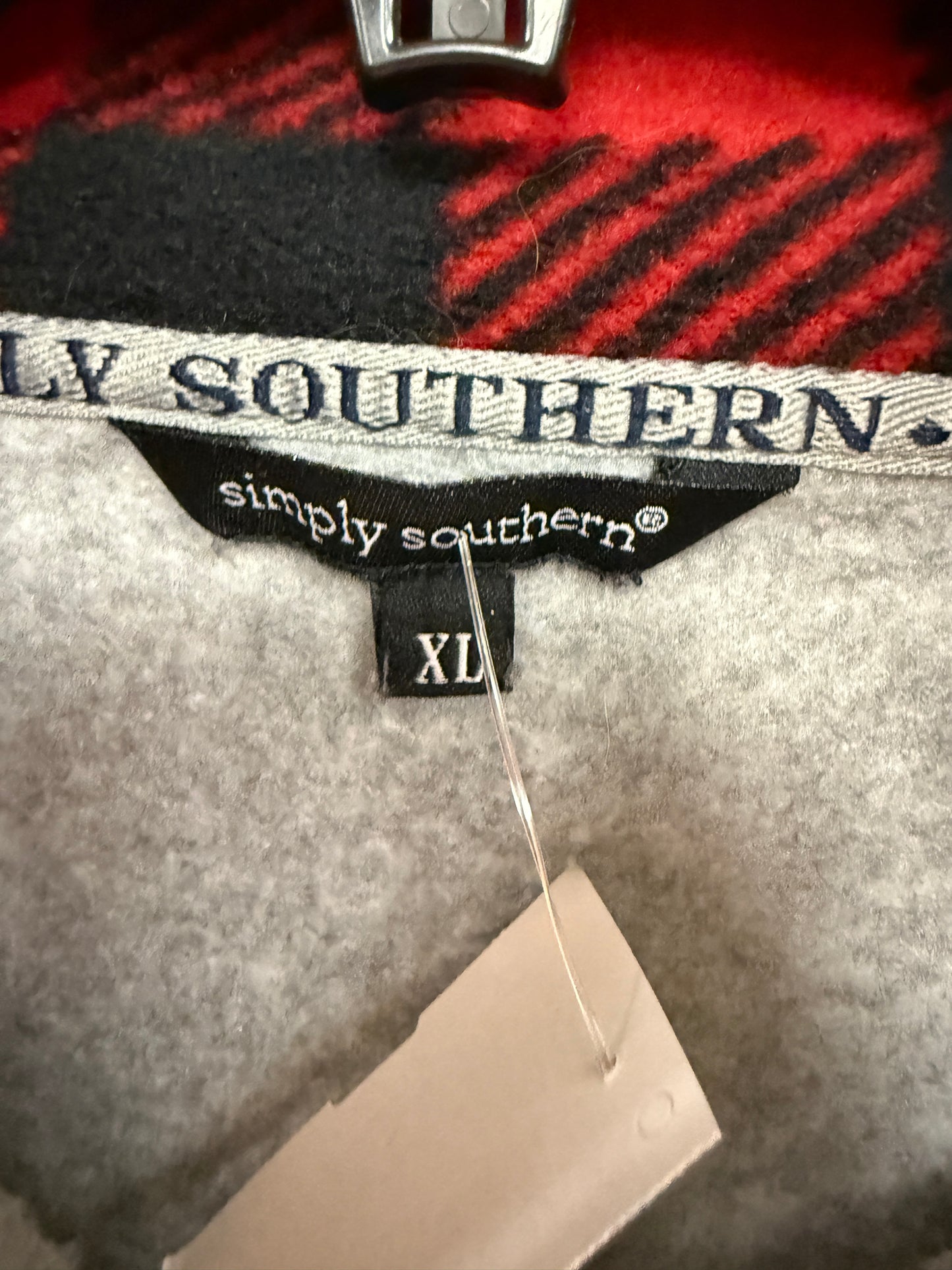 Sweatshirt Collar By Simply Southern In Black & Red, Size: Xl