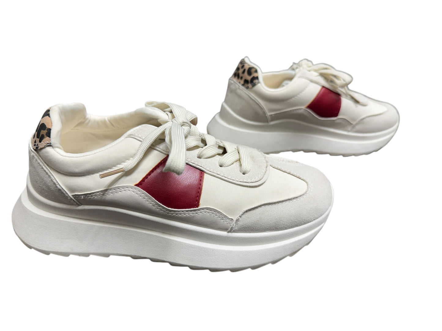 Shoes Sneakers Platform By Madden Girl In Cream & Red, Size: 7