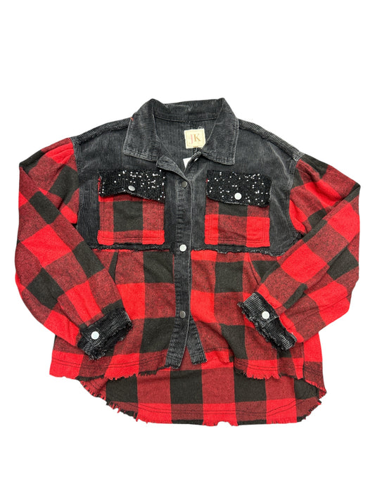 Jacket Shirt By Cmc In Black & Red, Size: L