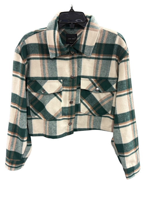 Jacket Shirt By Love Tree In Plaid Pattern, Size: M