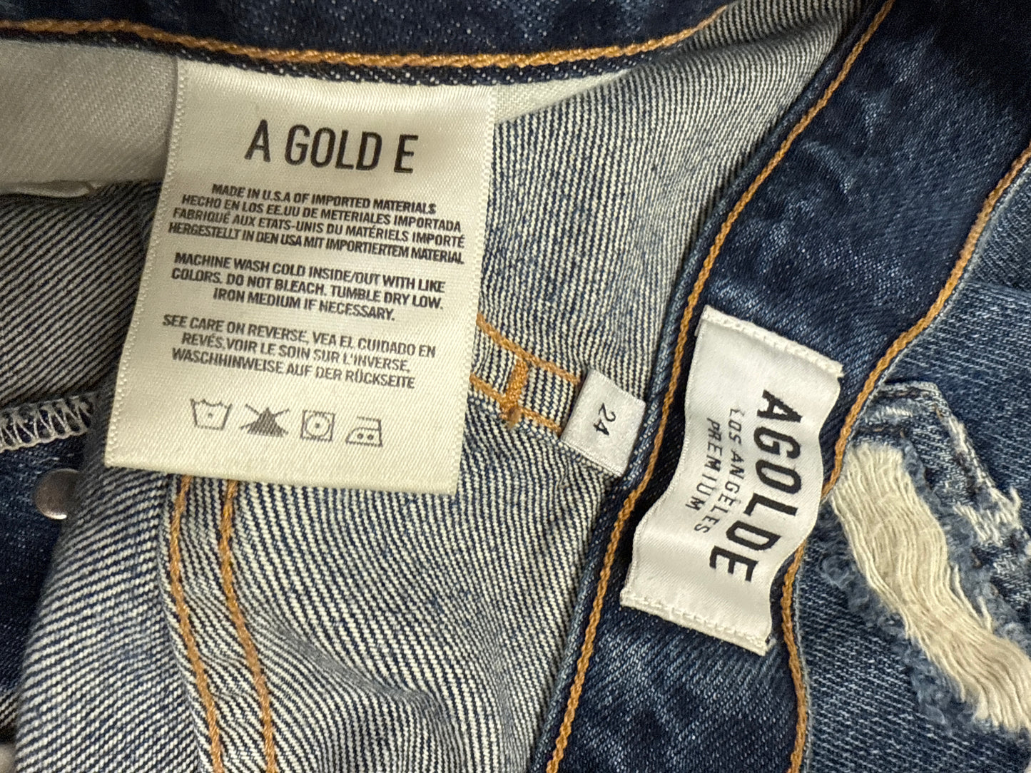 Jeans Straight By Agolde In Blue Denim, Size: 0