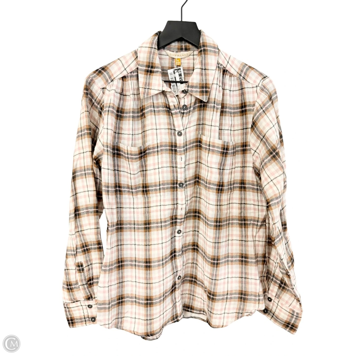 Blouse Long Sleeve By Downeast In Brown & Pink, Size: M