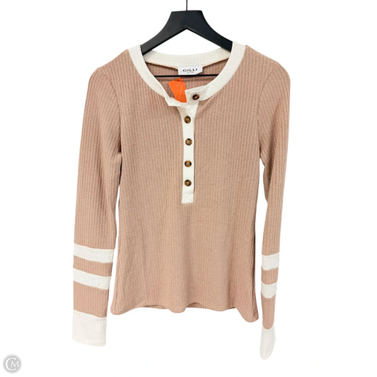 Top Long Sleeve By Gilli In Beige, Size: M