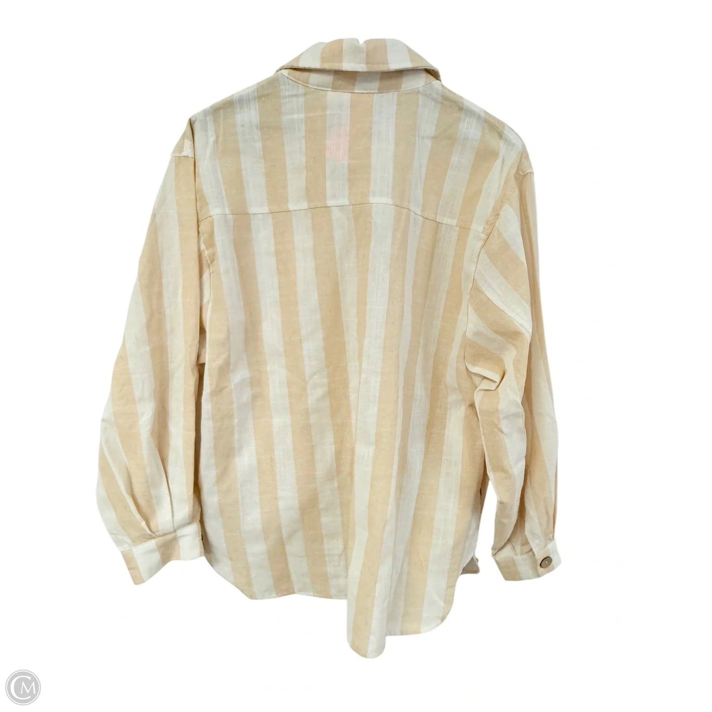 Blouse Long Sleeve By Peach Love Cream California In Tan & White, Size: S