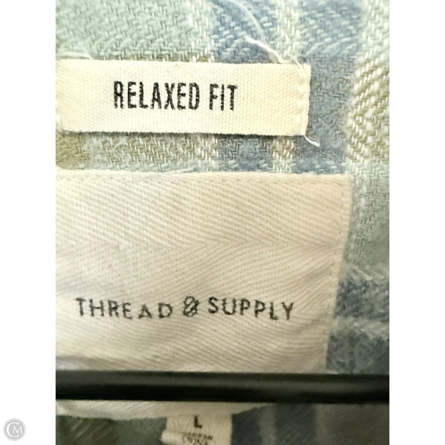 Blouse Long Sleeve By Thread And Supply In Blue & Green, Size: L