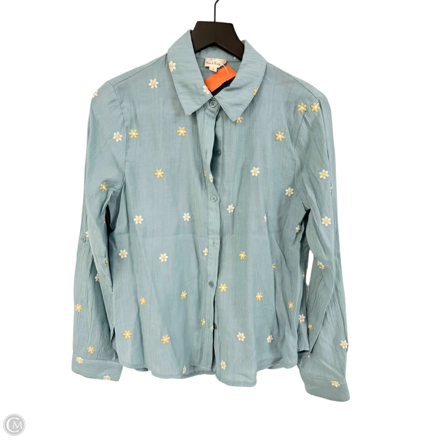 Blouse Long Sleeve By Hem & Thread In Blue, Size: S