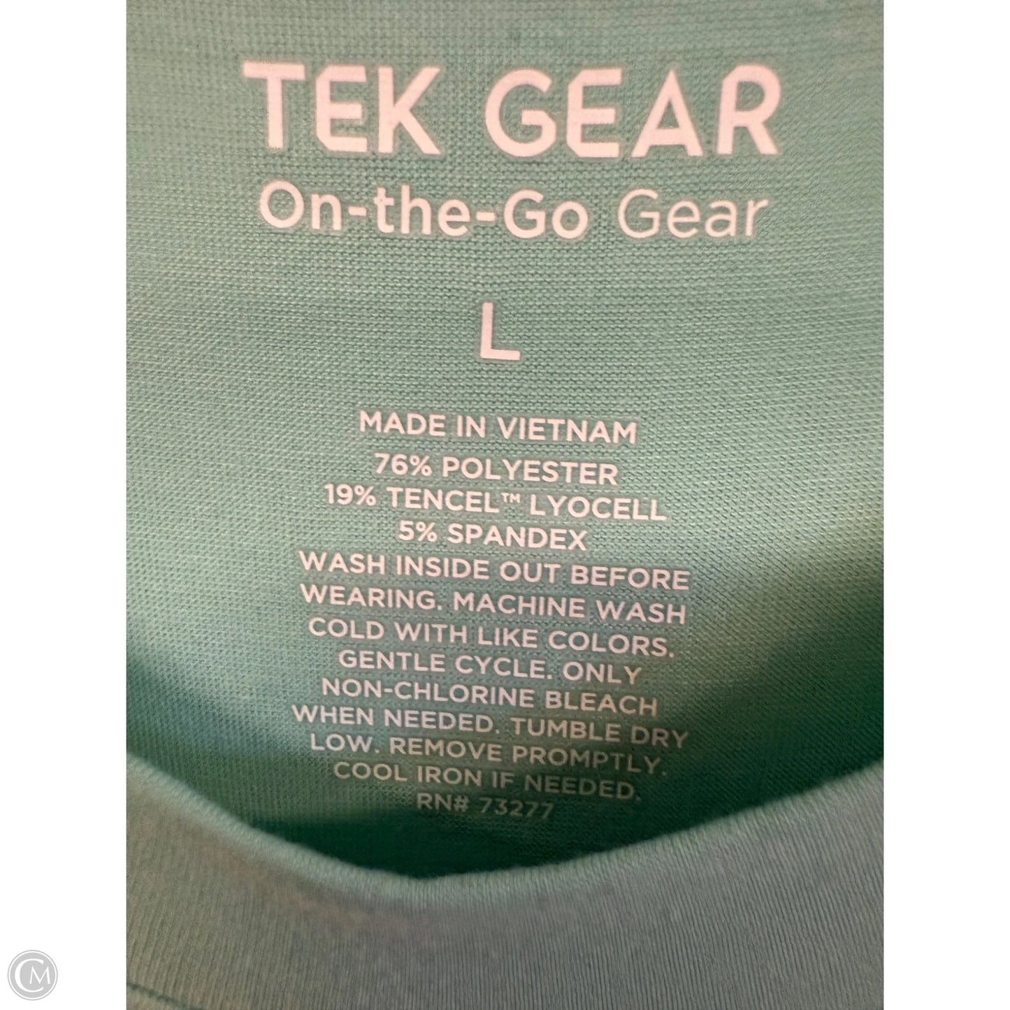 Athletic Top Long Sleeve Crewneck By Tek Gear In Aqua, Size: L