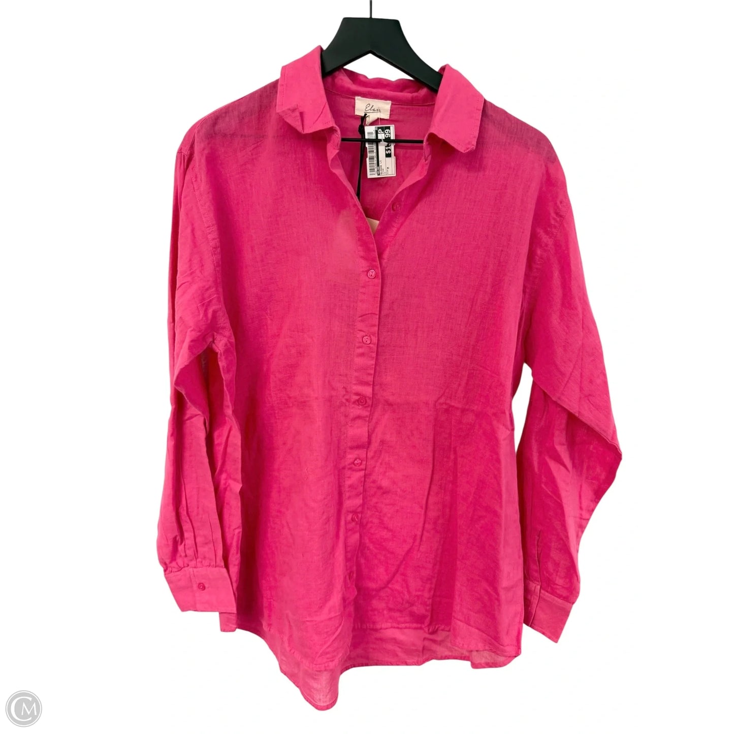 Blouse Long Sleeve By Elan In Pink, Size: M