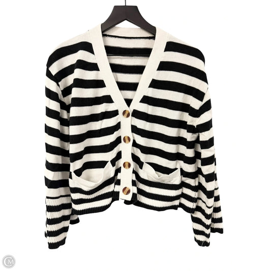 Sweater Cardigan By Cme In Black & White, Size: L
