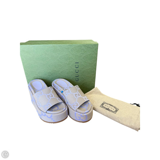 Sandals Luxury Designer By Gucci In Purple & Tan, Size: 7