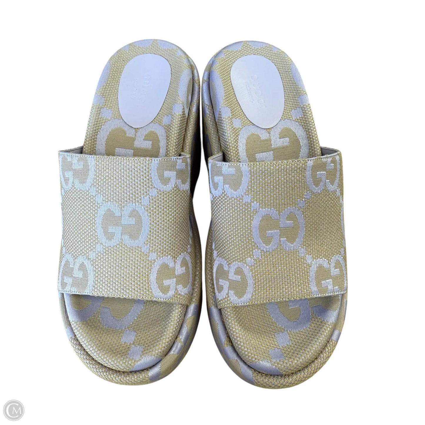 Sandals Luxury Designer By Gucci In Purple & Tan, Size: 7