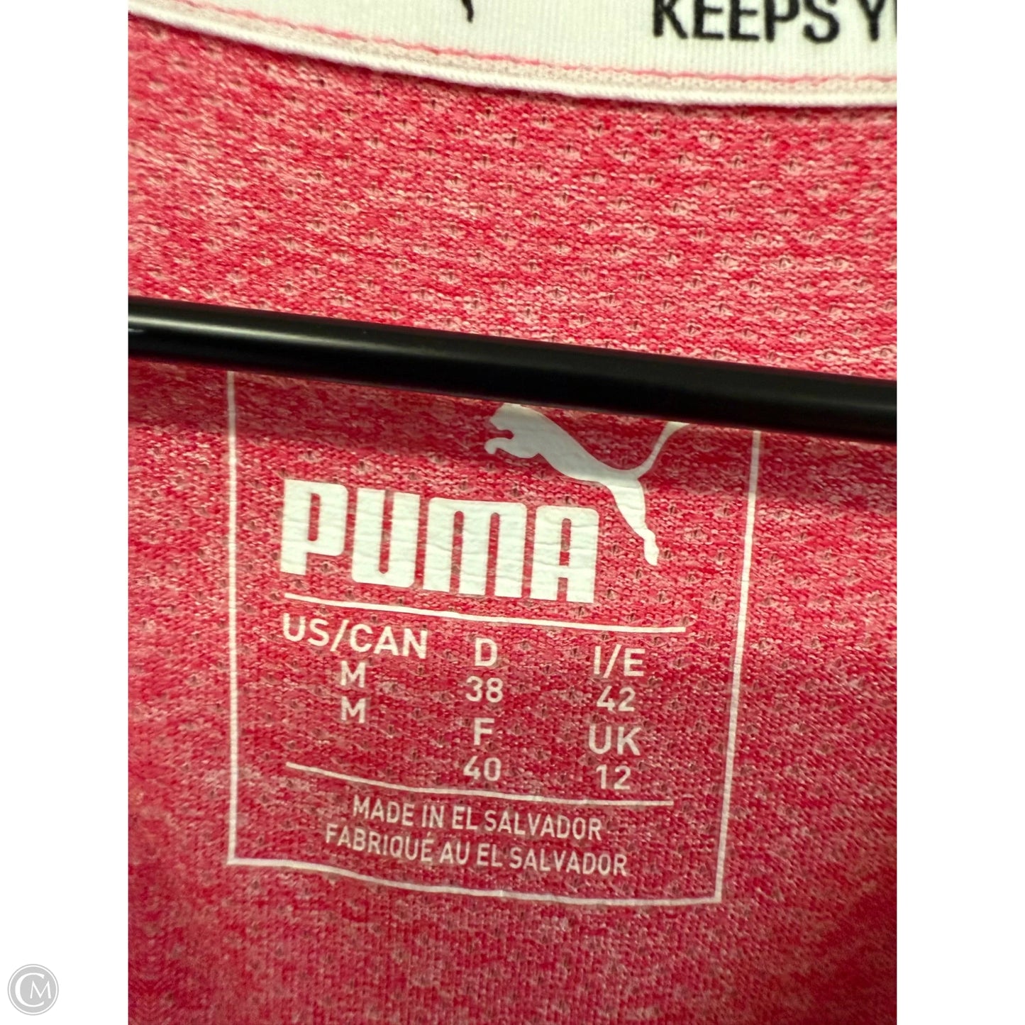 Athletic Top Short Sleeve By Puma In Pink, Size: M
