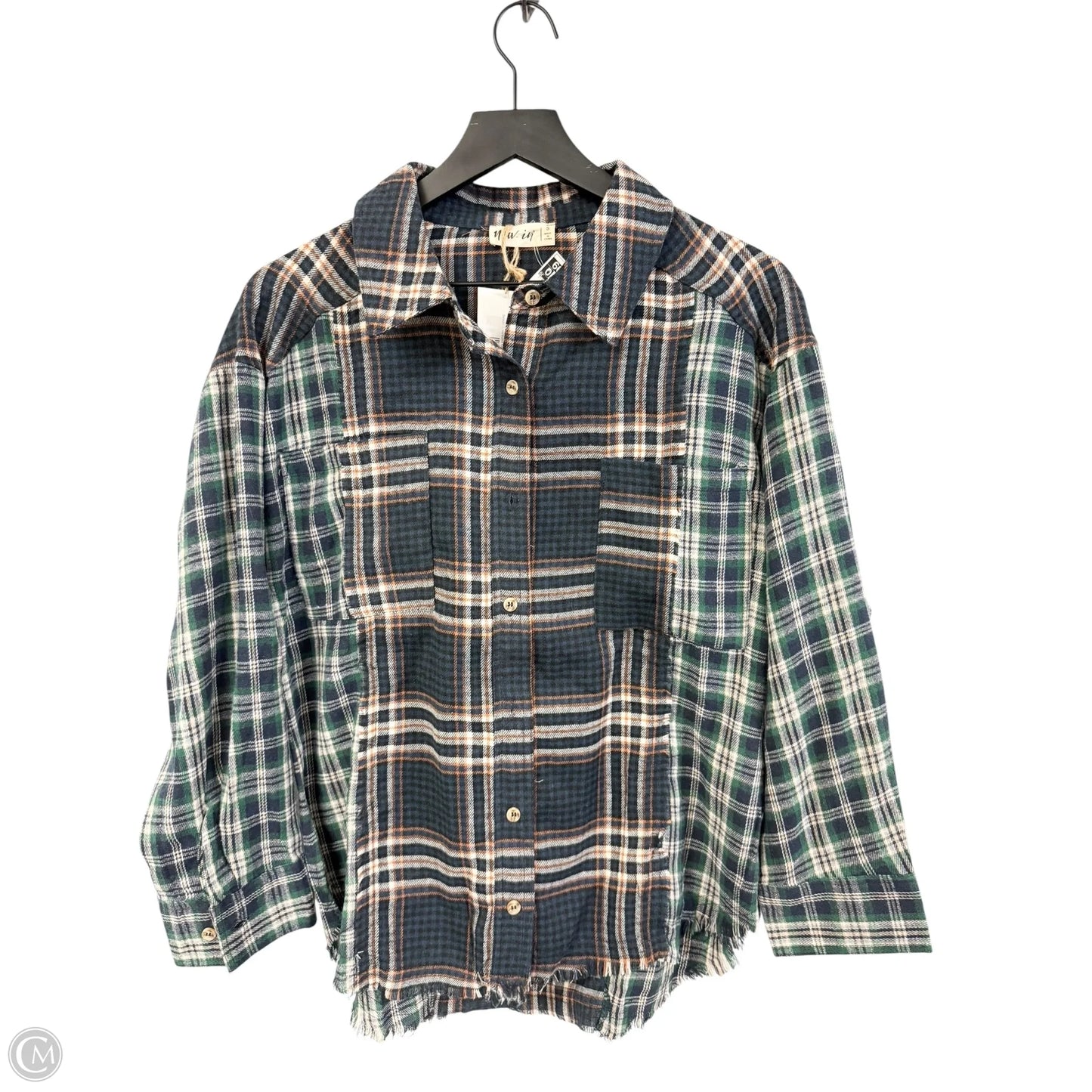 Blouse Long Sleeve By Cmc In Plaid Pattern, Size: S
