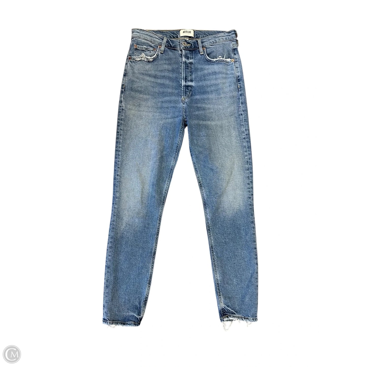 Jeans Straight By Agolde In Blue Denim, Size: 4