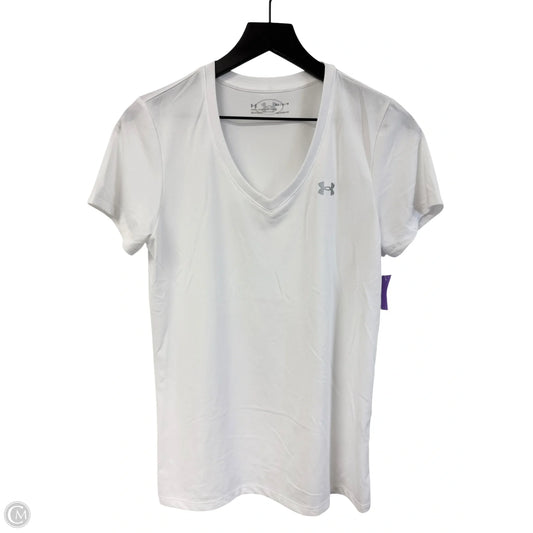 Athletic Top Short Sleeve By Under Armour In White, Size: M