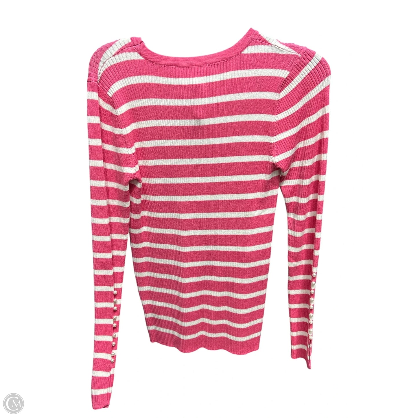 Top Long Sleeve By Clothes Mentor In Pink & White, Size: L