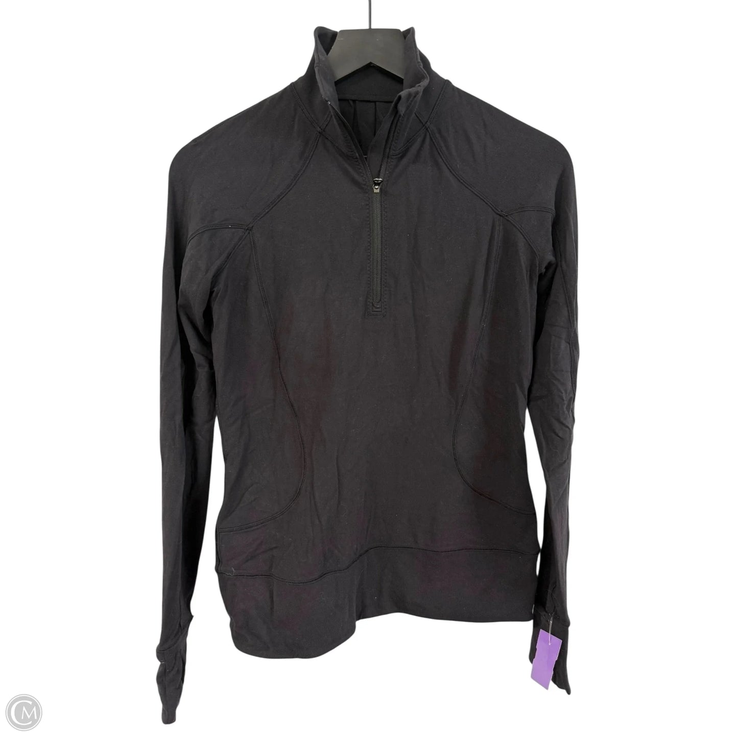 Athletic Top Long Sleeve Collar By Lululemon In Black, Size: 4