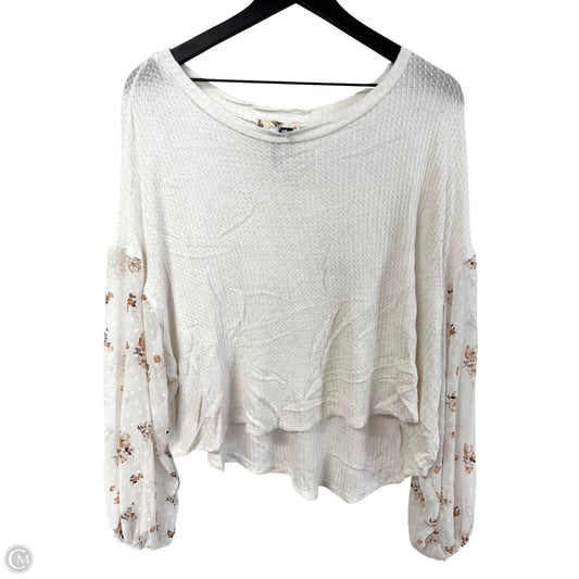 Top Long Sleeve By Blu Pepper In White, Size: M