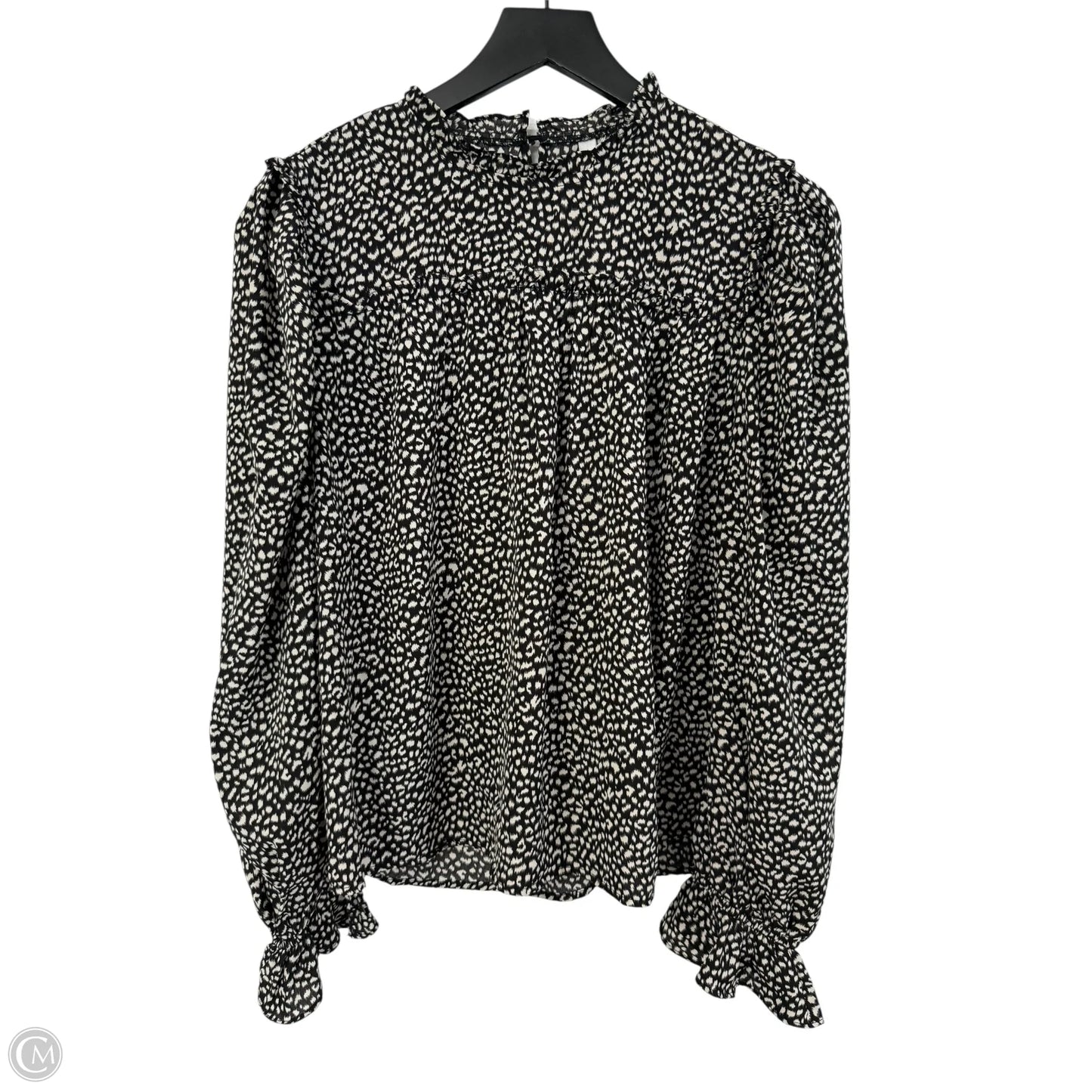 Top Long Sleeve By Glam In Black & Cream, Size: L