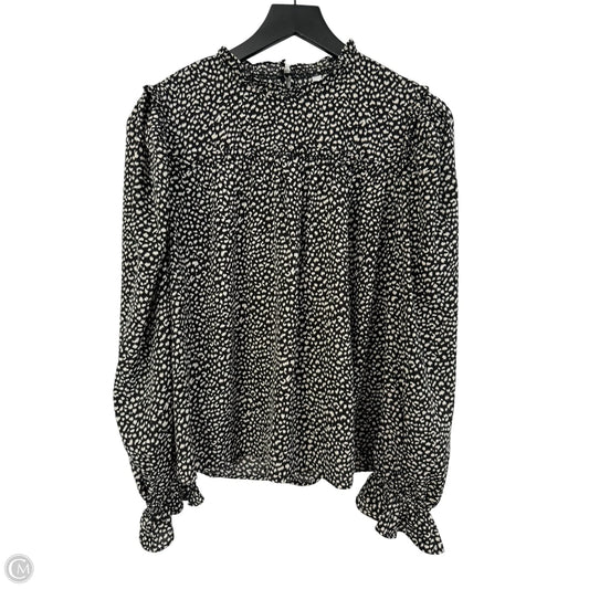 Top Long Sleeve By Glam In Black & Cream, Size: L