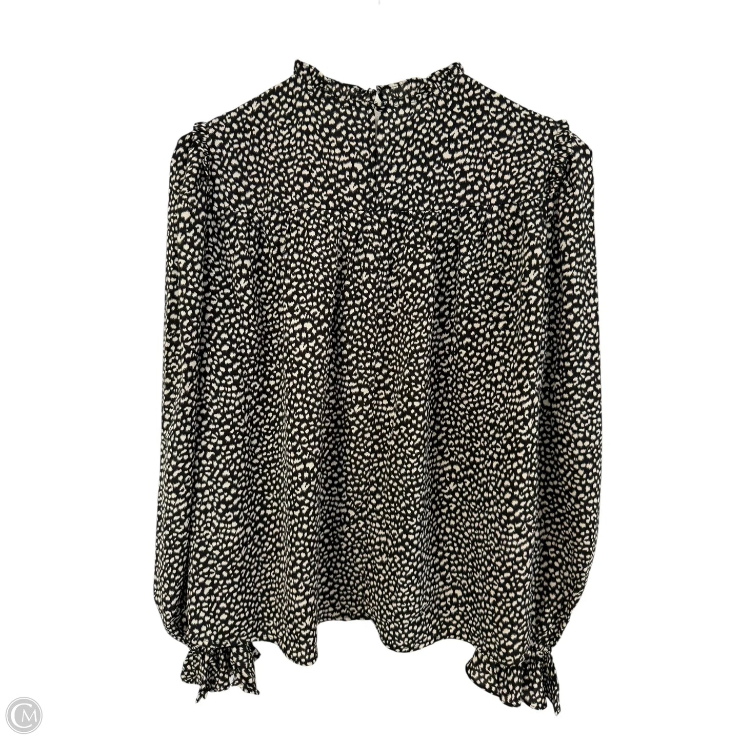 Top Long Sleeve By Glam In Black & Cream, Size: L