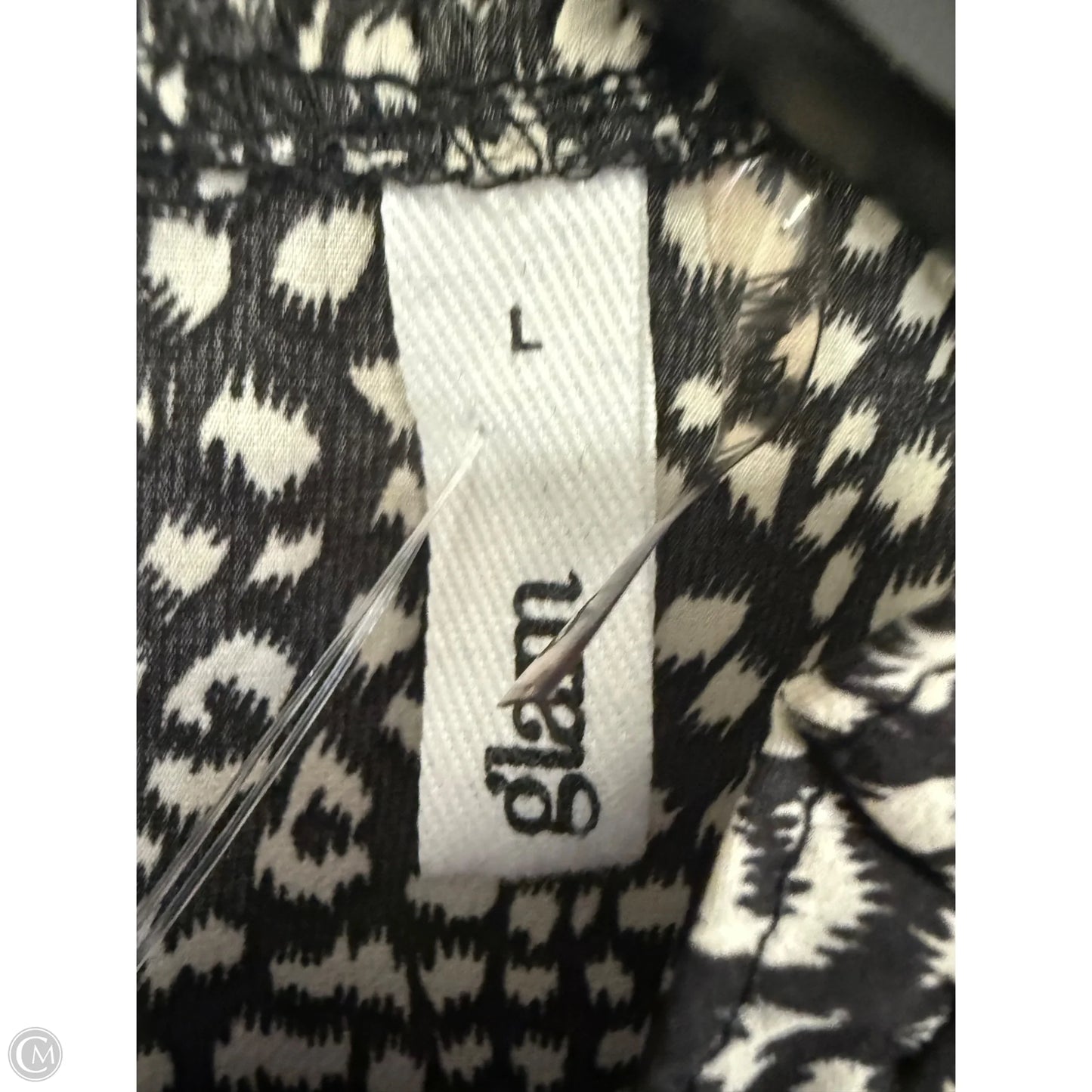 Top Long Sleeve By Glam In Black & Cream, Size: L