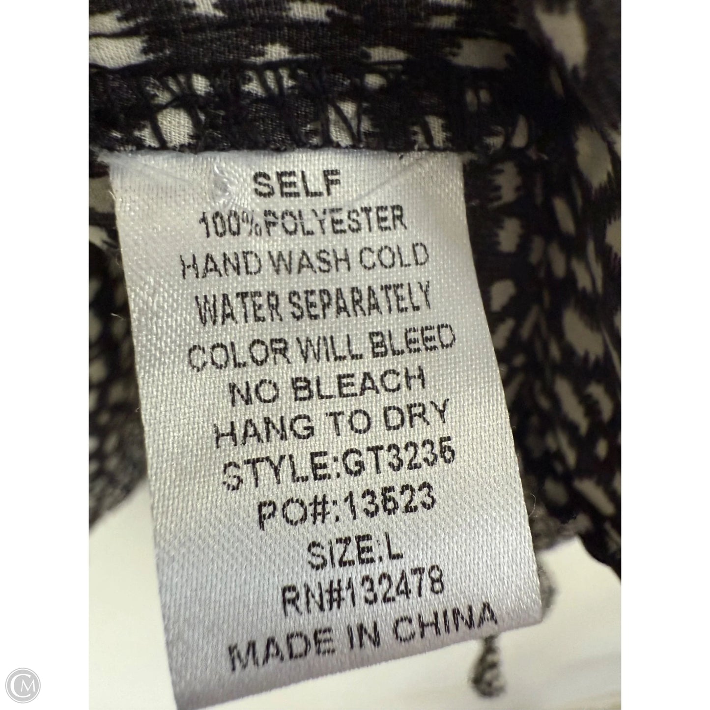 Top Long Sleeve By Glam In Black & Cream, Size: L