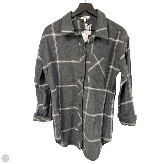 Blouse Long Sleeve By Maurices In Grey & White, Size: S