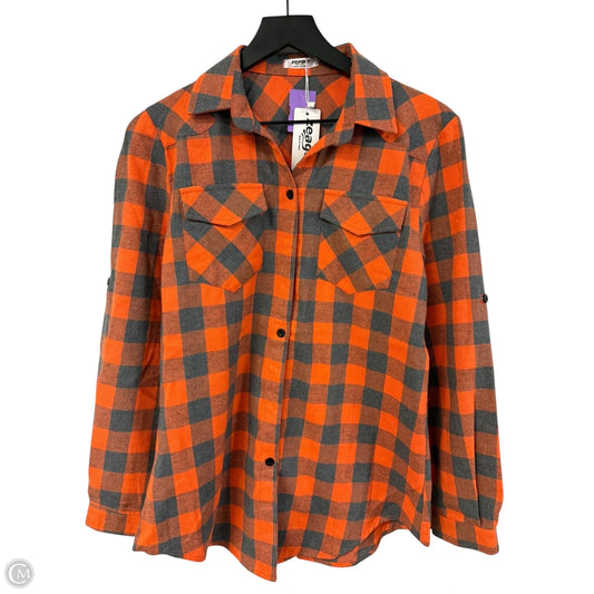 Blouse Long Sleeve By Cme In Grey & Orange, Size: S