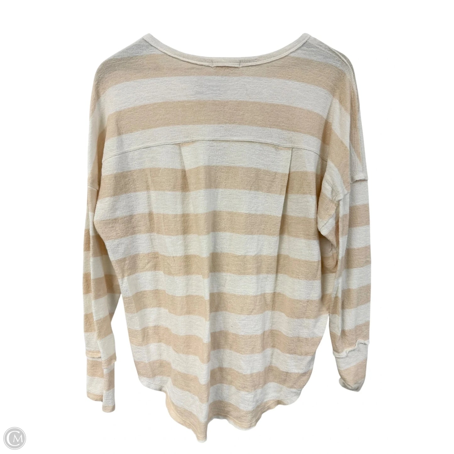 Top Long Sleeve By Billabong In Tan & White, Size: L