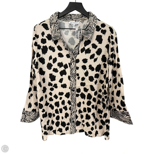 Blouse 3/4 Sleeve By Clothes Mentor In Black & Tan, Size: Xl