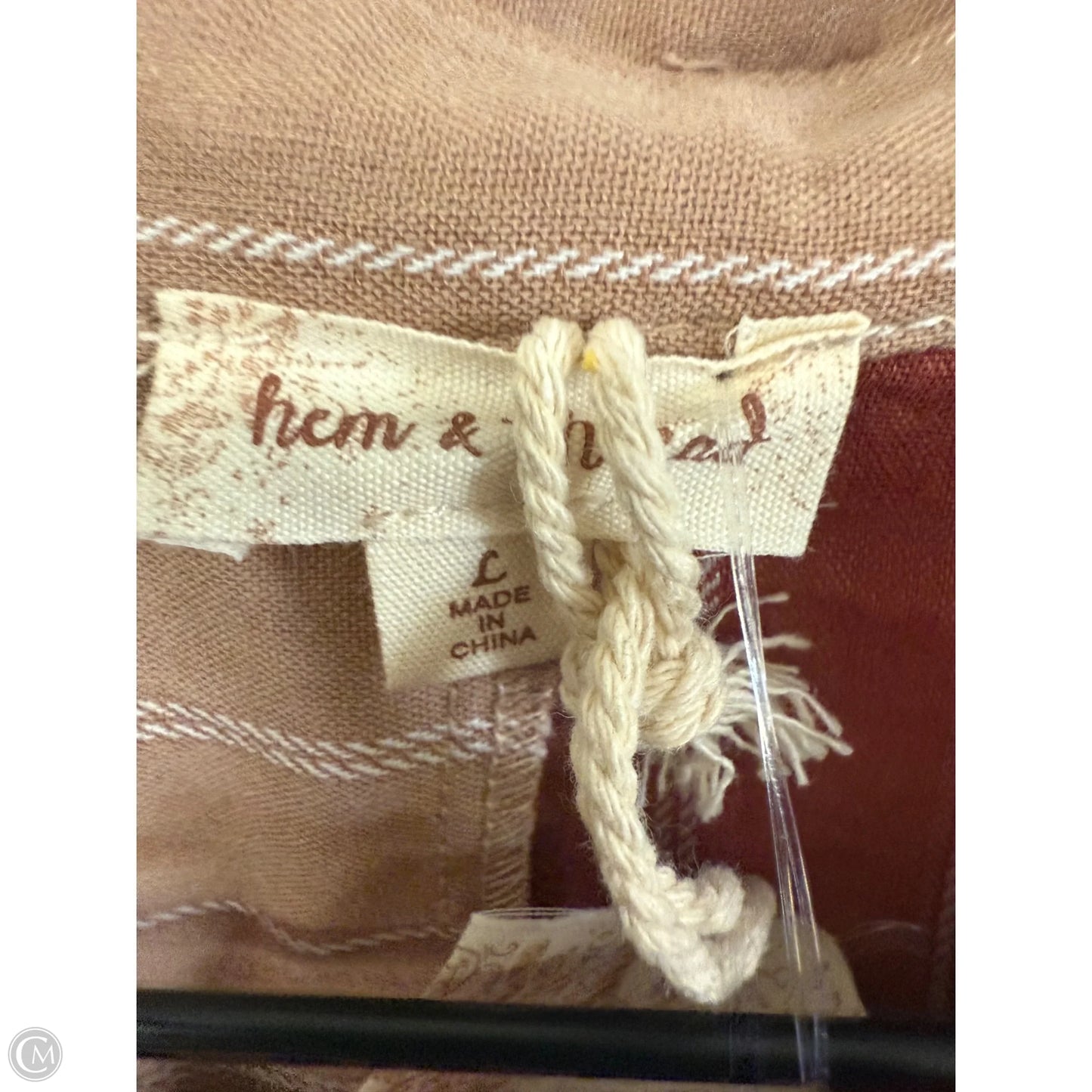 Blouse Long Sleeve By Hem & Thread In Brown & Pink, Size: L
