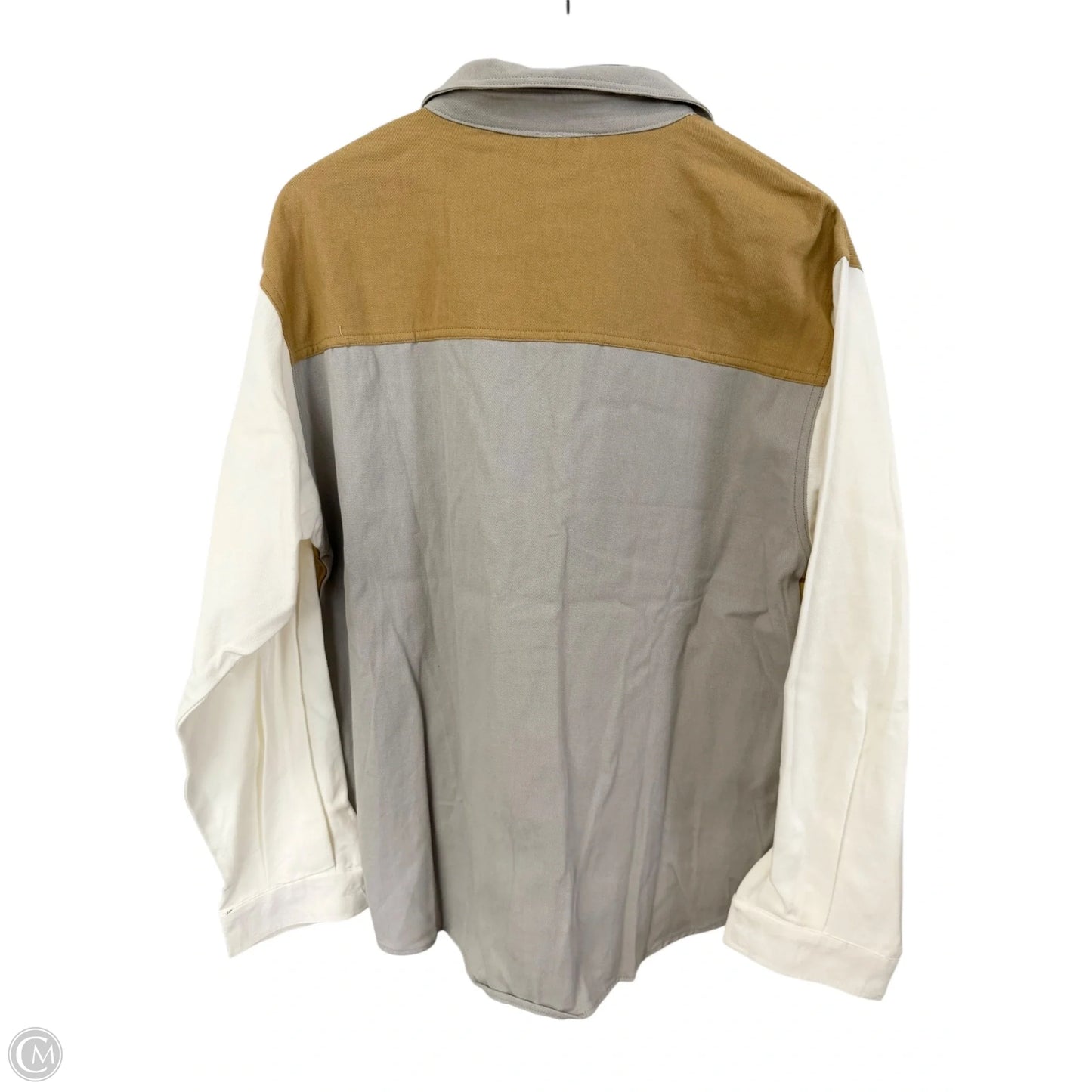 Blouse Long Sleeve By Le Lis In Grey & Tan, Size: L