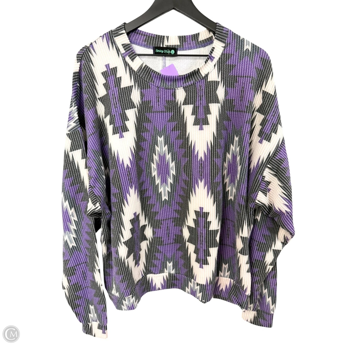 Top Long Sleeve By Clothes Mentor In Grey & Purple, Size: L