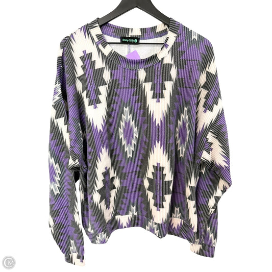 Top Long Sleeve By Clothes Mentor In Grey & Purple, Size: L