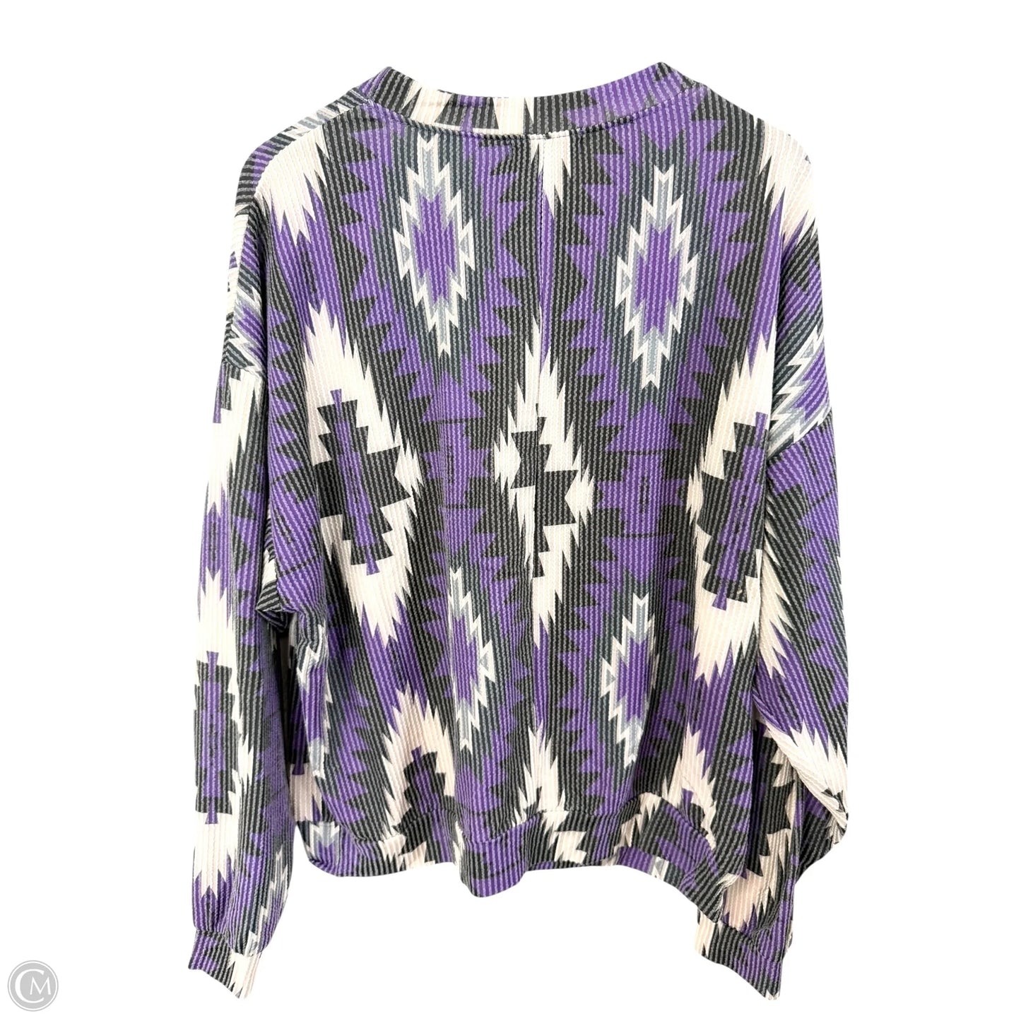 Top Long Sleeve By Clothes Mentor In Grey & Purple, Size: L
