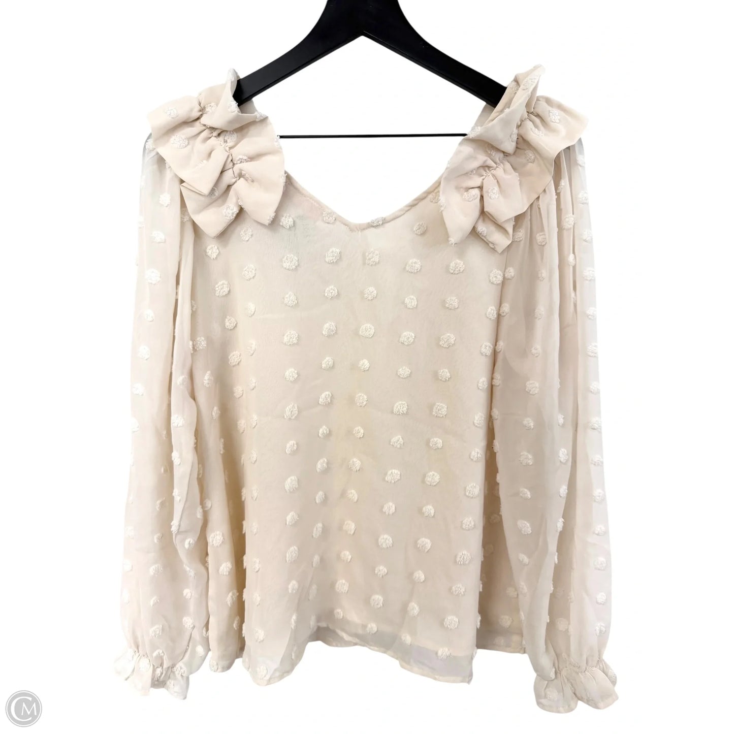 Top Long Sleeve By Leela & Lavender In Cream, Size: S