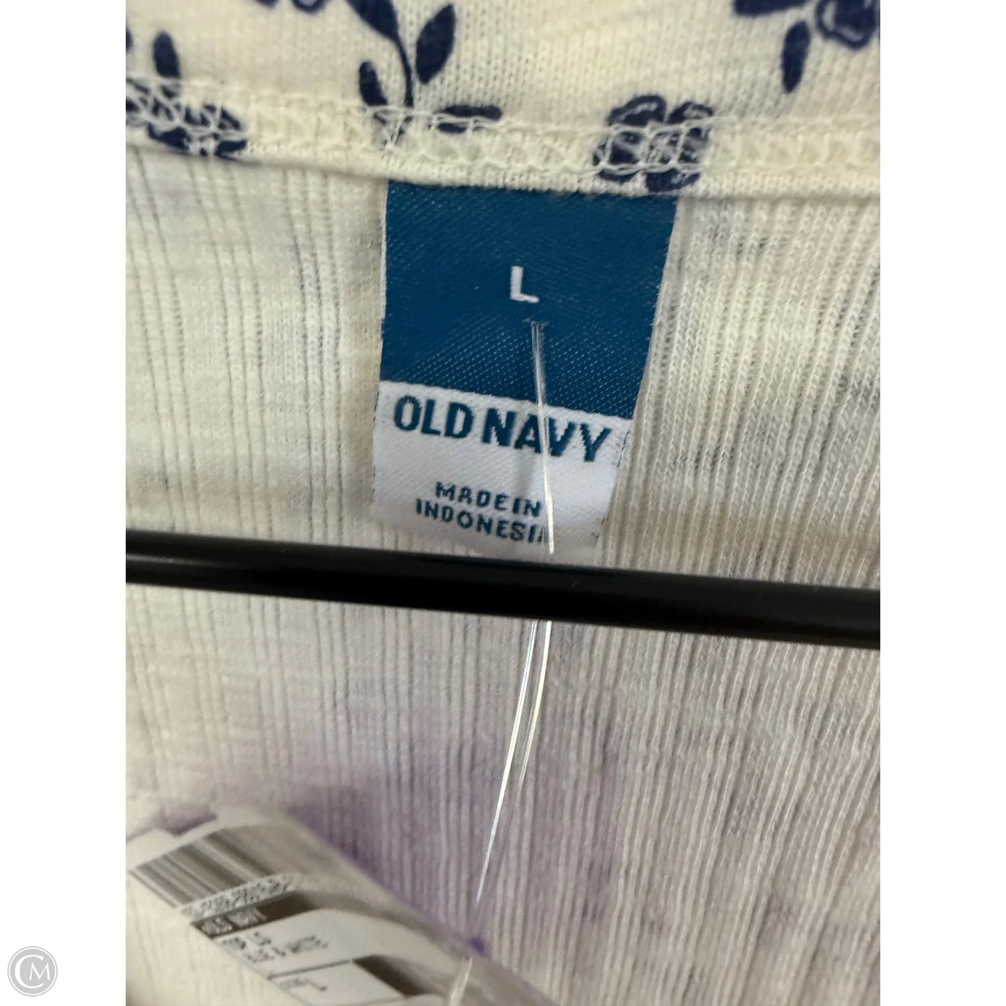 Top Long Sleeve By Old Navy In Blue & White, Size: L