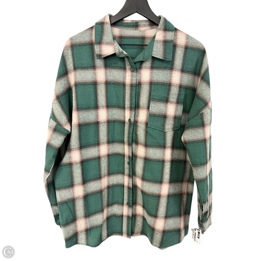 Blouse Long Sleeve By Cmf In Green & Tan, Size: L