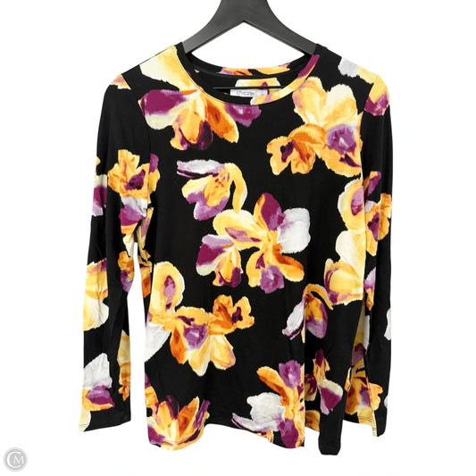 Top Long Sleeve Basic By Chicos In Floral Print, Size: M
