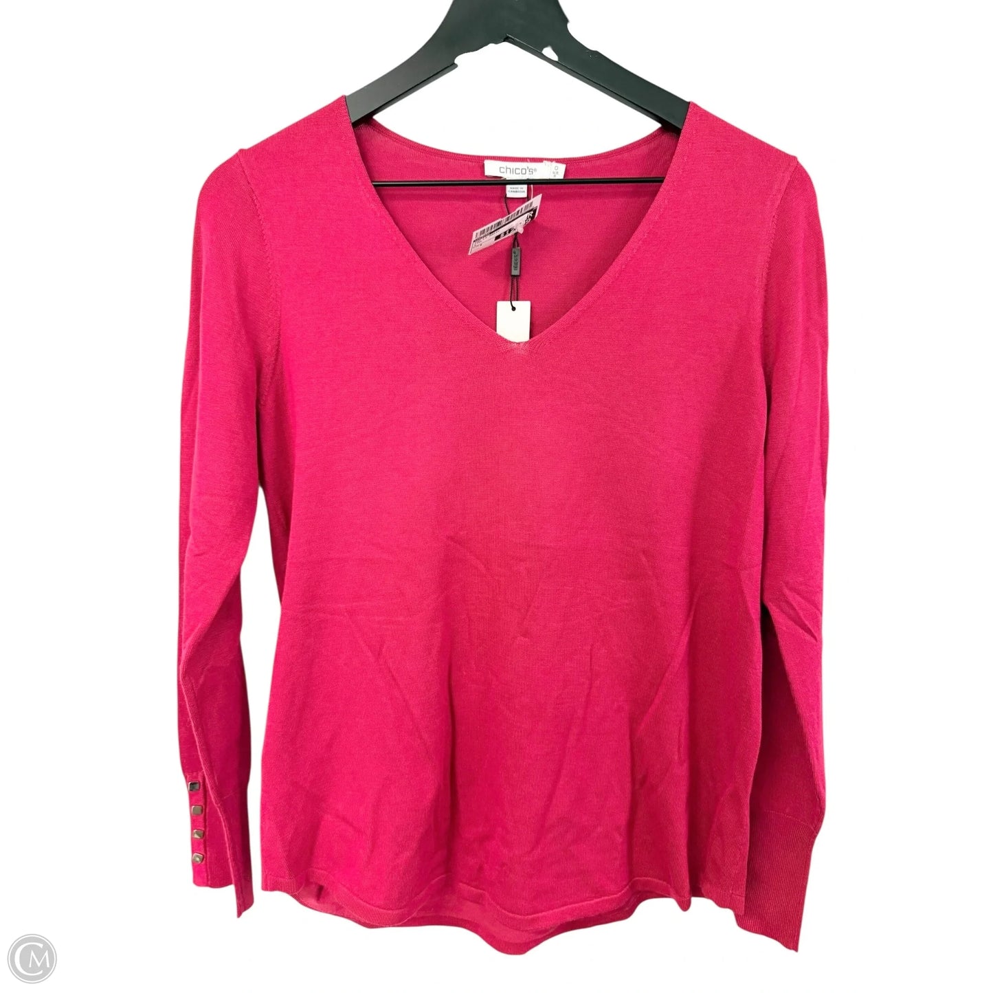 Top Long Sleeve Basic By Chicos In Pink, Size: S