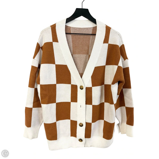 Sweater Cardigan By Cme In Brown & White, Size: S