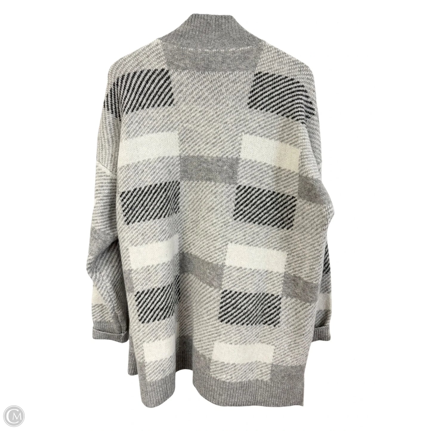 Sweater Cardigan By Staccato In Grey & White, Size: L