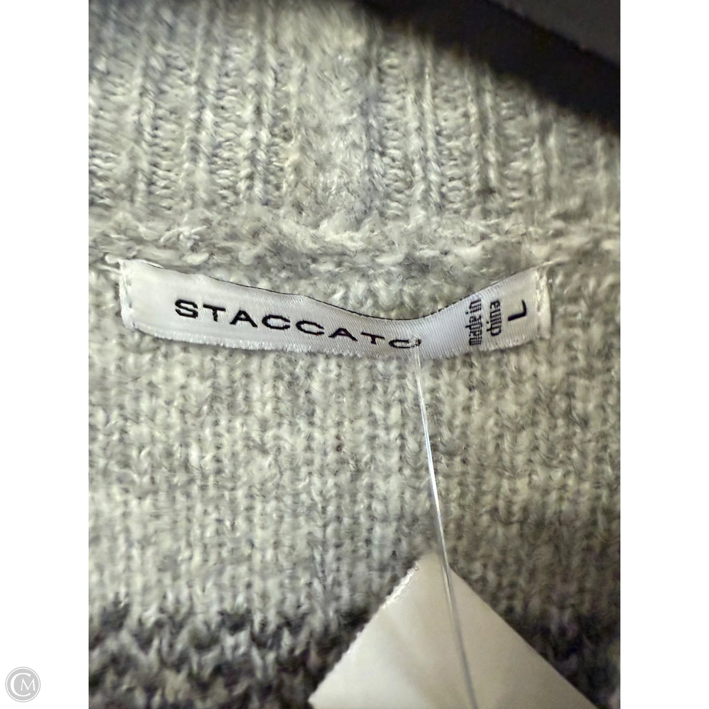 Sweater Cardigan By Staccato In Grey & White, Size: L
