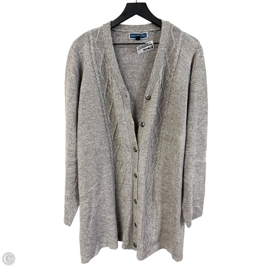 Sweater Cardigan By Karen Scott In Taupe, Size: 3x