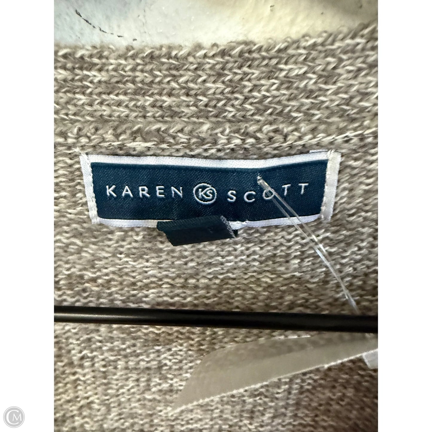 Sweater Cardigan By Karen Scott In Taupe, Size: 3x