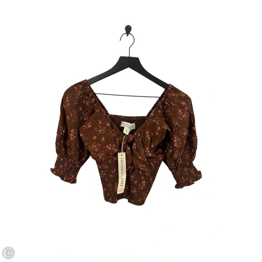 Top Short Sleeve By Cmb In Brown & Pink, Size: S