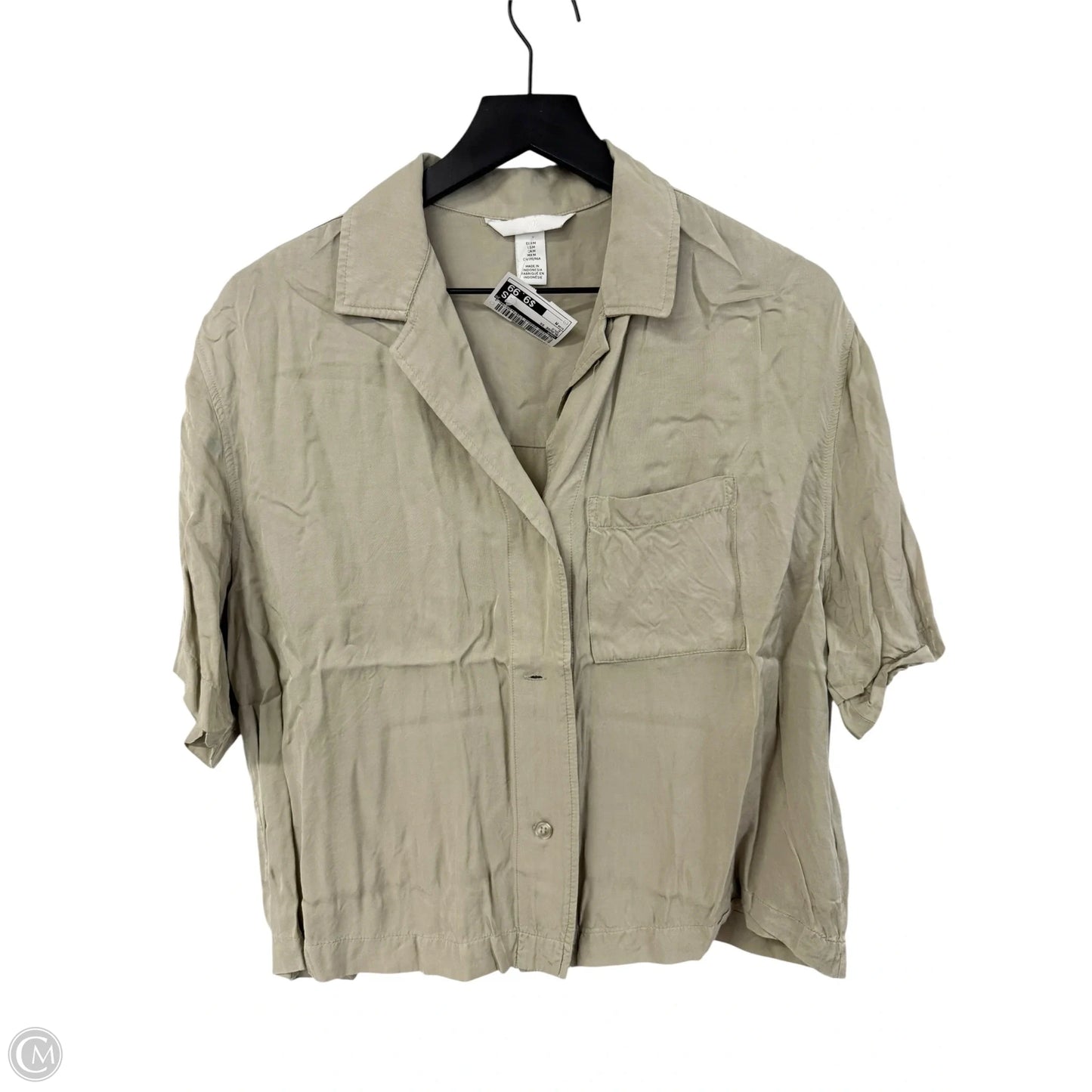 Blouse Short Sleeve By H&m In Gold, Size: M